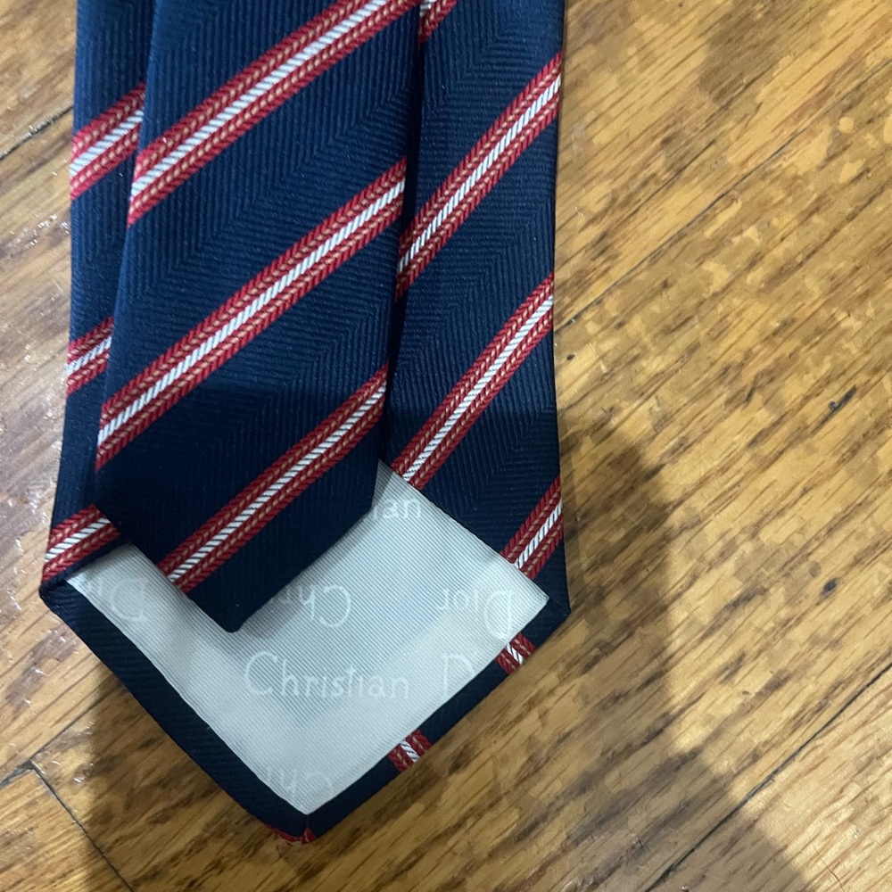 Dior Navy and Red Striped Tie